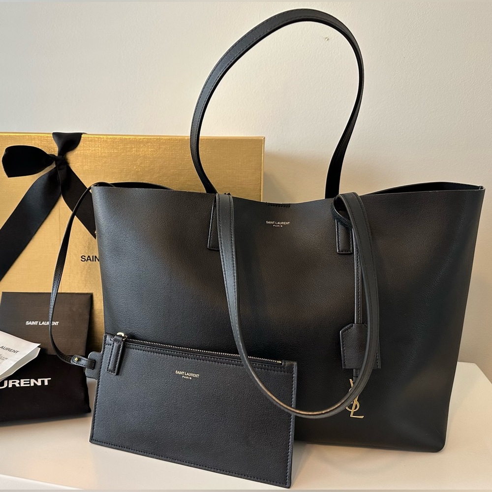 Shopping Saint Laurent in Leather East/West Tote + Detachable Purse Like New!